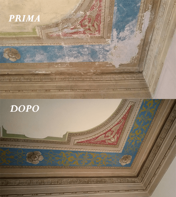 particolare restauro di soffitto decoro fine '800